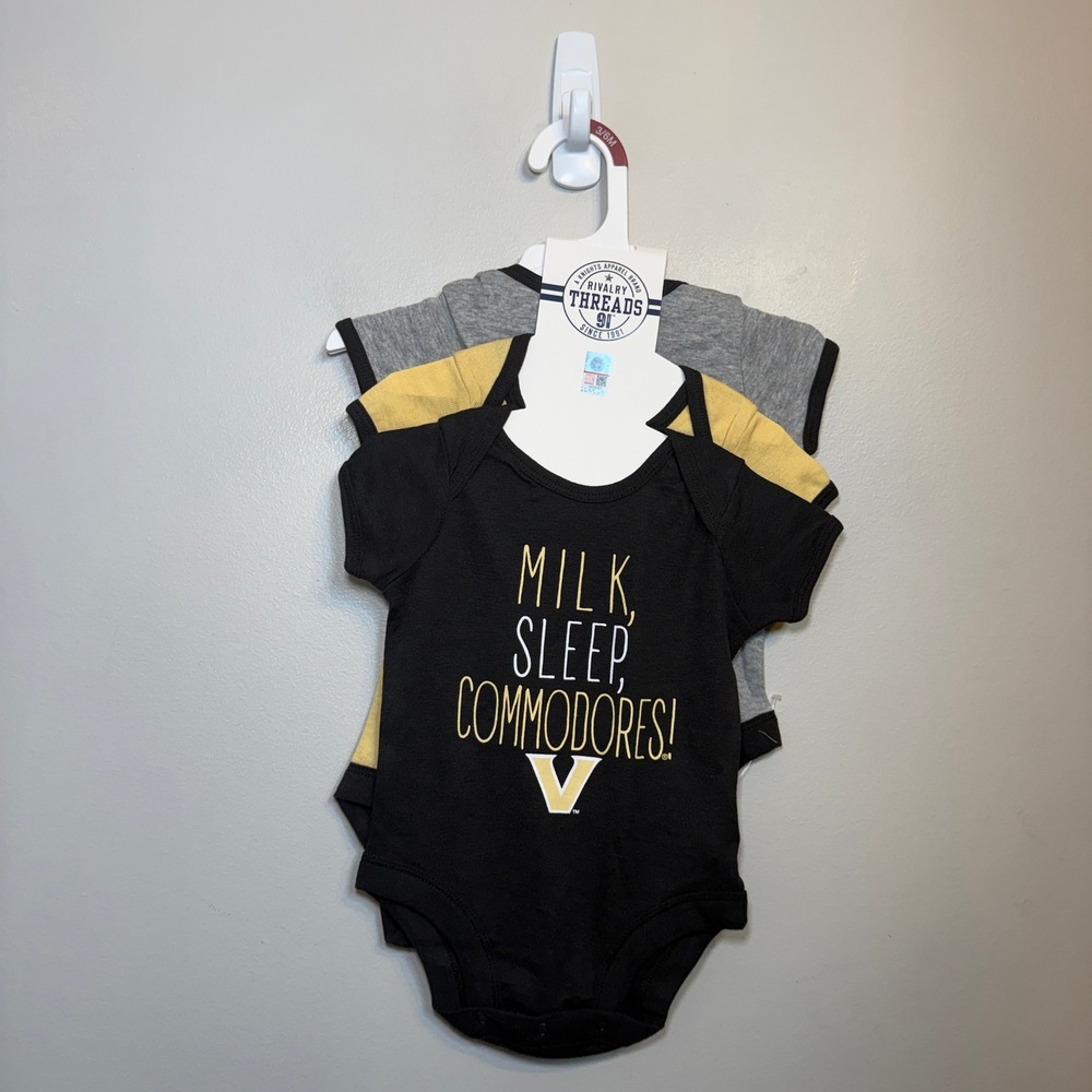 Rivalry Threads Vanderbilt Commodores 3 Pack Infant Bodysuits 3-6M NWT